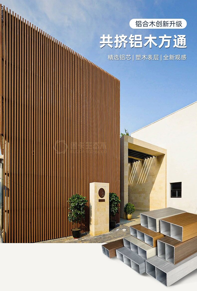 Outdoor Wood Plastic Hollow WPC and Steel Facade Shading