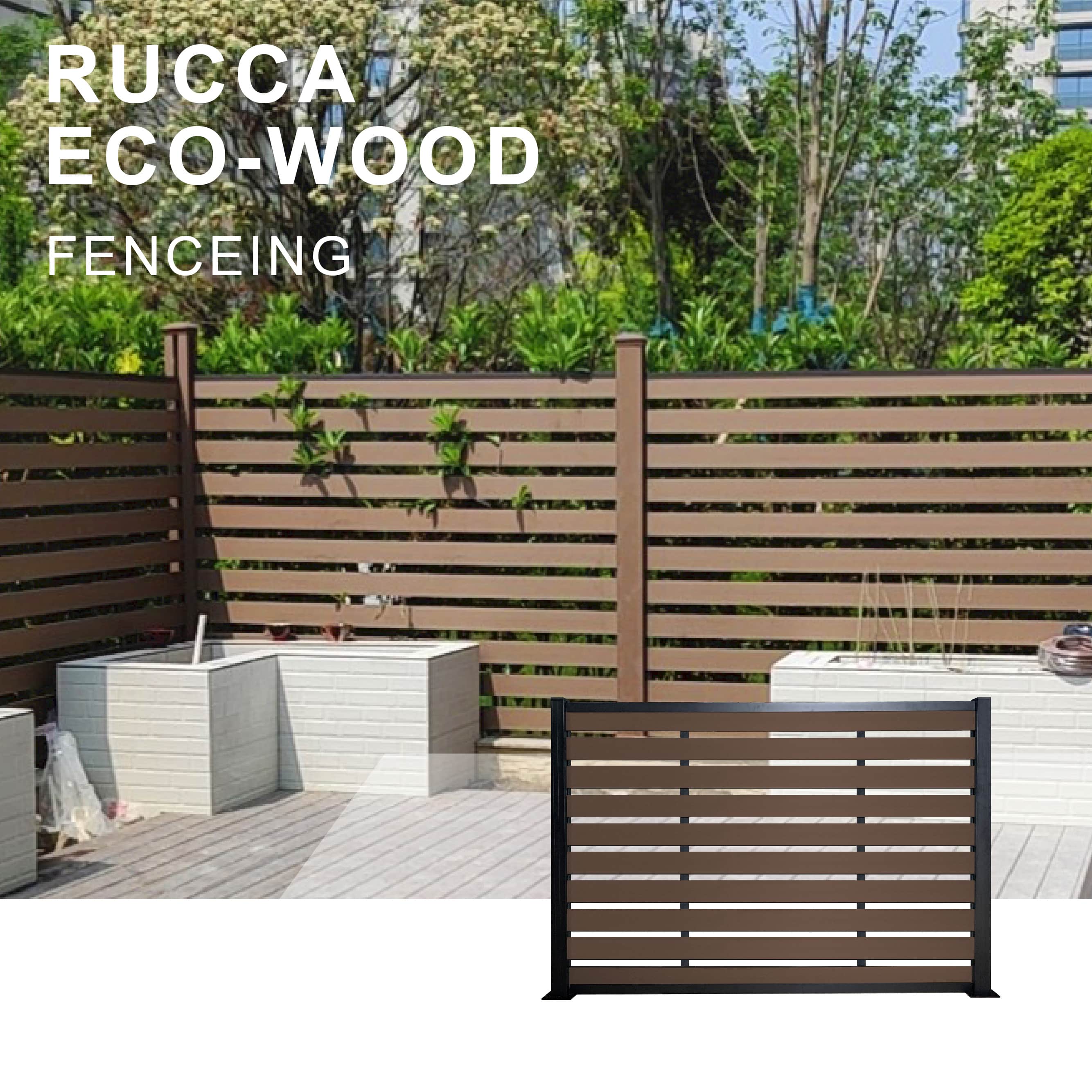 RUCCA Fence Composite Wood Garden Wpc Fence Panels Low Maintenance Full And Half Fence