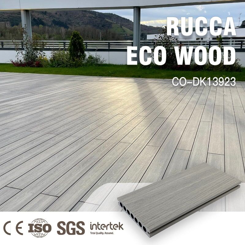 RUCCA Round Hollow 13923mm Wpc Swimming Pool Decking Co-extrusion Anti-uv Wood Plastic Composite Flooring