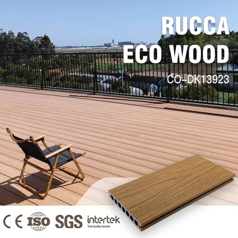 RUCCA Waterproof Round Hollow 13923mm Wpc Swimming Pool Decking Co-extrusion Anti-uv Wood Plastic Composite Flooring