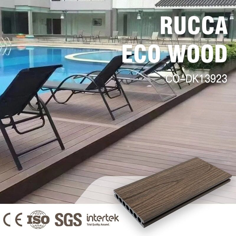 Waterproof Round Hollow 13923mm Wpc Swimming Pool Decking Co-extrusion Anti-uv Wood Plastic Composite Flooring